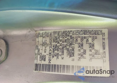 2003 Nissan Frontier Xe-V6 from USA, damaged, VIN 1N6ED29X03C438104